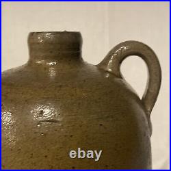 Antique Stoneware Jug With Cold Painted Flower Design- 9.5 Tall