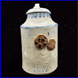 Antique Stoneware Large Cookie Jar 3D Vintage Studio Art Pottery 13T 8W