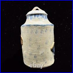 Antique Stoneware Large Cookie Jar 3D Vintage Studio Art Pottery 13T 8W