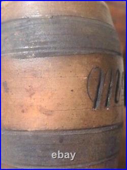 Antique Stoneware Mug Presentation McC Blue Salt Glaze 19th Century American