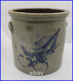 Antique Stoneware Ottman Bro's Fort Edward NY Crock 3 Gal Blue Cobalt Salt Glaze