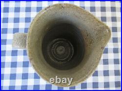 Antique Stoneware Pitcher Salt Glaze Applied Handle Primitive Ca 1870 1/2 Gallon
