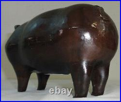 Antique Stoneware Pottery Figural Pig Flask Albany Glaze 19th Century