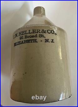 Antique Stoneware Pottery I. N. Heller & Co, Elizabeth NJ Jug Crock