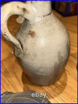 Antique Stoneware Pottery Jug Stoneware Jug 9.75 Tall Elongated Handle