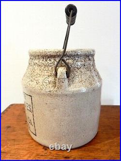 Antique Stoneware Preserve Crock Jar Excelsior HA Johnson Bostom MA
