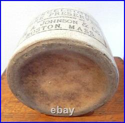 Antique Stoneware Preserve Crock Jar Excelsior HA Johnson Bostom MA