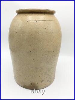 Antique Stoneware Primitive Salt Glaze Farmhouse Jug Crock Churn 11 tall