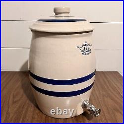 Antique Stoneware Robinson Ramsbottom Blue Crown 2 Gal Dispenser Crock with Lid