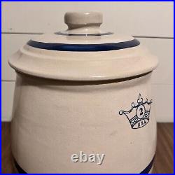 Antique Stoneware Robinson Ramsbottom Blue Crown 2 Gal Dispenser Crock with Lid