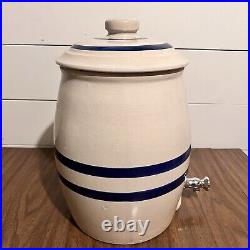 Antique Stoneware Robinson Ramsbottom Blue Crown 2 Gal Dispenser Crock with Lid