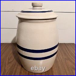 Antique Stoneware Robinson Ramsbottom Blue Crown 2 Gal Dispenser Crock with Lid