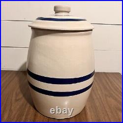 Antique Stoneware Robinson Ramsbottom Blue Crown 2 Gal Dispenser Crock with Lid