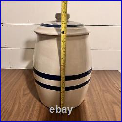 Antique Stoneware Robinson Ramsbottom Blue Crown 2 Gal Dispenser Crock with Lid