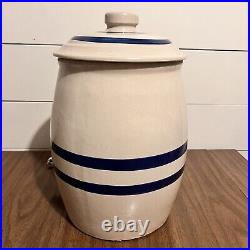 Antique Stoneware Robinson Ramsbottom Blue Crown 2 Gal Dispenser Crock with Lid