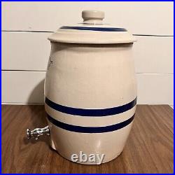 Antique Stoneware Robinson Ramsbottom Blue Crown 2 Gal Dispenser Crock with Lid