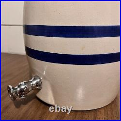 Antique Stoneware Robinson Ramsbottom Blue Crown 2 Gal Dispenser Crock with Lid