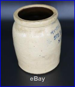 Antique Stoneware, Small Salt-glazed Jar, Tode Bros 272 Bowery New York