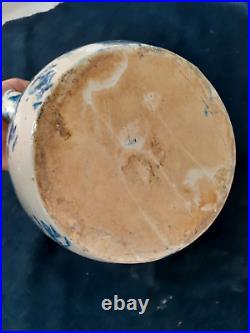 Antique Stoneware Spongeware Water Pitcher, Beautiful Piece, 9 Tall