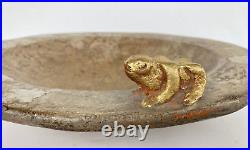 Antique Stonware Glazed Handcrafted Large Plate / Dish 12 with Raining Frog