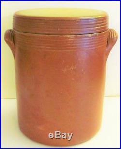 Antique VTG Gres De Bonny French Stoneware Pottery Canister Lid Crock 8 Tall #4