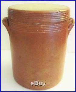Antique VTG Gres De Bonny French Stoneware Pottery Canister Lid Crock 8 Tall #4