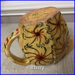 Antique-VTG McCoy Stoneware Pottery Pitcher-Hand Painted Floral6.25Hx8Wx4D