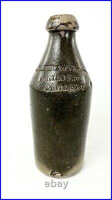 Antique Vincent & Hathaway Stoneware Smiths Pat Whiteroot Bottle