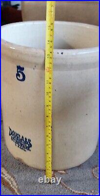 Antique Vintage 5 Gallon Douglass Stoneware Pottery CROCK Holds Water