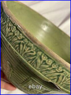 Antique / Vintage MCCOY Green Nesting Mixing Bowl 166 GIRL WATERING CAN FLOWERS