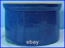 Antique Vtg Solid Blue 5 Quart Pottery-stoneware Low Jar Monmouth-macomb-ruckels