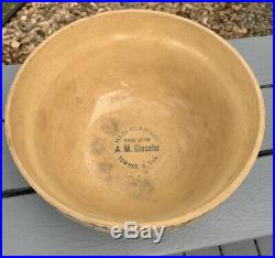 Antique Vtg Spongeware Red Wing Pottery Stoneware 9 Bowl Advertising N. D. Euc