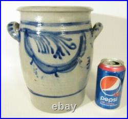 Antique WESTERWALD German Salt Glazed Stoneware Cobalt Blue SWAGS 9.5 Crock Jar