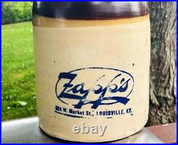 Antique WHISKEY JUG Louisville Kentucky ZAPP'S Liquor KY Stoneware Pottery RARE