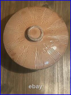 Antique Watt Pottery Moon And Stars Stoneware Covered Dish
