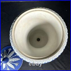 Antique Wedgwood Blue & White Vase Jasperware Pedestal Urn