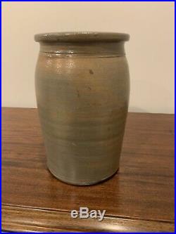 Antique West Virginia A. P. Donaghho Stencil Stoneware Pottery Salt Glaze Crock