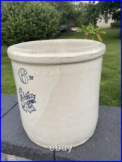 Antique Western Pottery Co Denver 6 Gallon Stoneware Crock Heavy 29.5 Lb