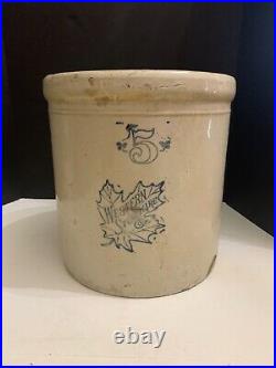 Antique Western Pottery Co Monmouth Illinois 5 Gallon Stoneware Crock Heavy