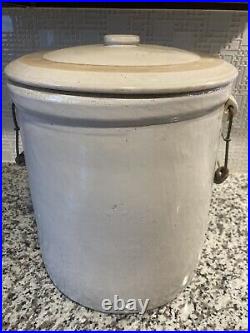 Antique Western Stoneware Co Pottery Crock Lemonade Drink With Lid 6 Gallon