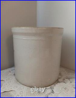 Antique Western Stoneware Crock, 3 Gallon, Blue Maple Leaf / Fern Design