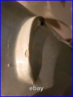 Antique Western Stoneware Leaf 5-Gallon Butter Churn Crock Lid & Master Plunger