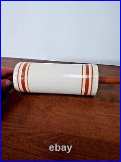 Antique Western Stoneware Rust Band Blank Advertising Rolling Pin
