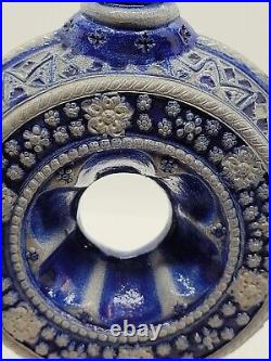 Antique Westerwald German RING JUG stoneware blue grey salt glazed pottery