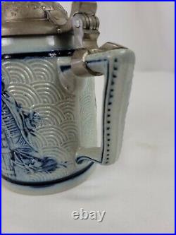 Antique White's Pottery Utica N. Y. Gray Blue Small Stein Stoneware 1900's