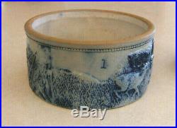 Antique Whites Utica Stoneware Pottery Crock #1 with Lid Deer Hunt Scene