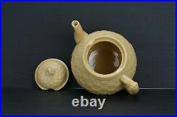 Antique Yellow Ware Basket Weave C. C. Thompson Pottery Teapot