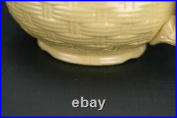 Antique Yellow Ware Basket Weave C. C. Thompson Pottery Teapot