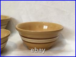 Antique Yellow Ware Bowls Nesting Approximate Size Lg 10 Med 8 Sm 6 VGC