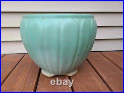 Antique Zanesville Stoneware Large Matte Green Glazed Pot Jardiniere